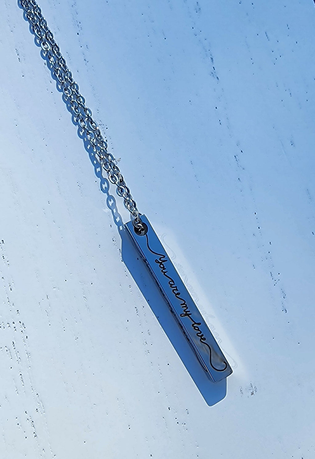 custom engraved hidden bar necklace