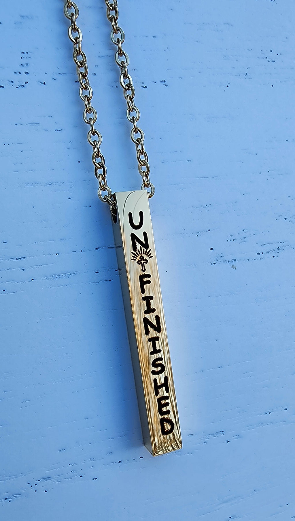 custom engraved hidden bar necklace