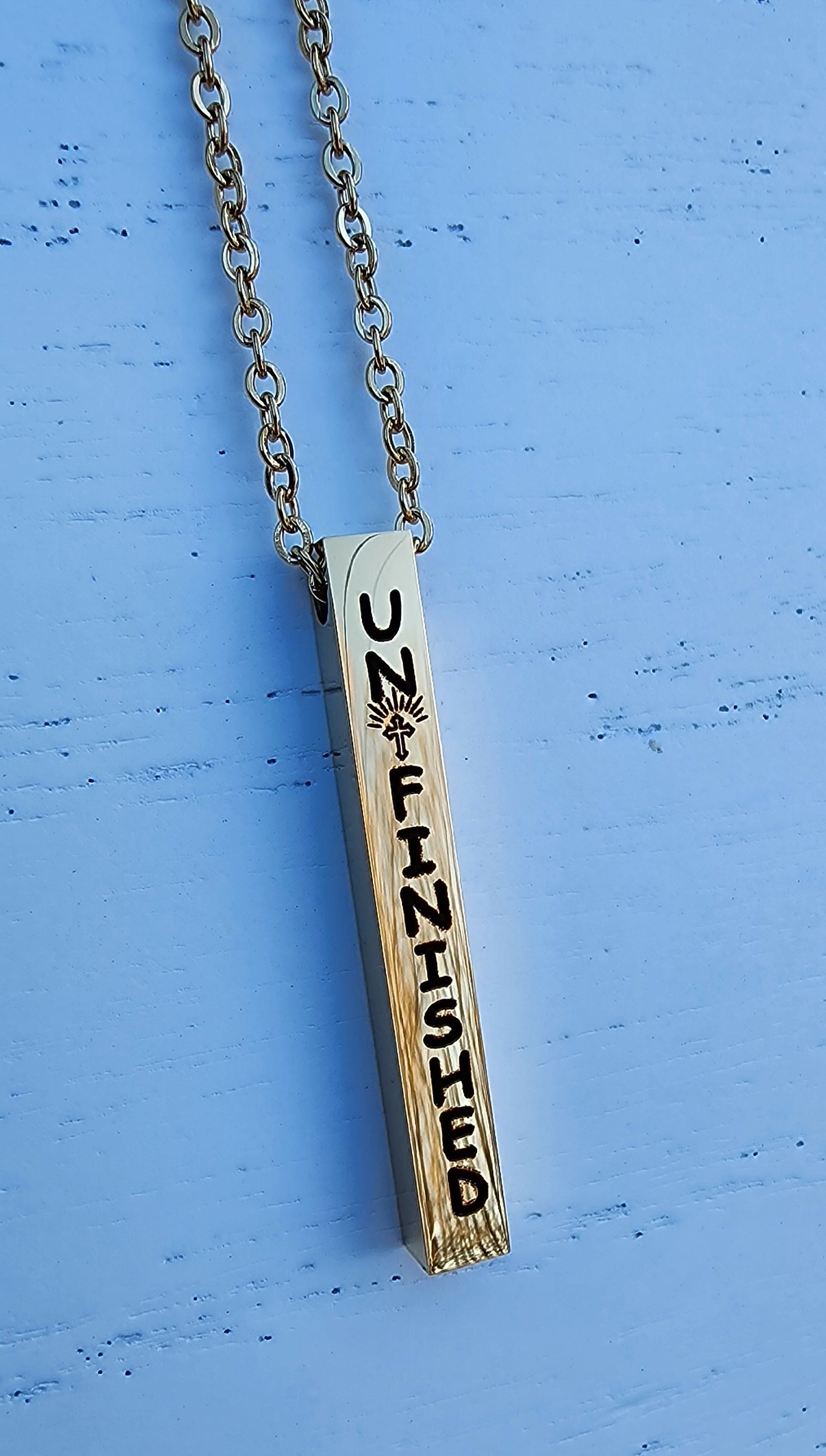 custom engraved hidden bar necklace
