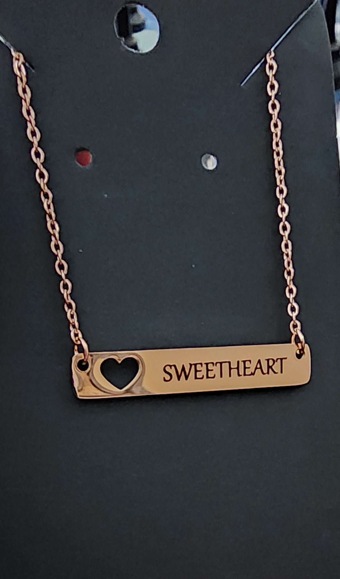 Heart Cutout Horizontal Bar Necklace