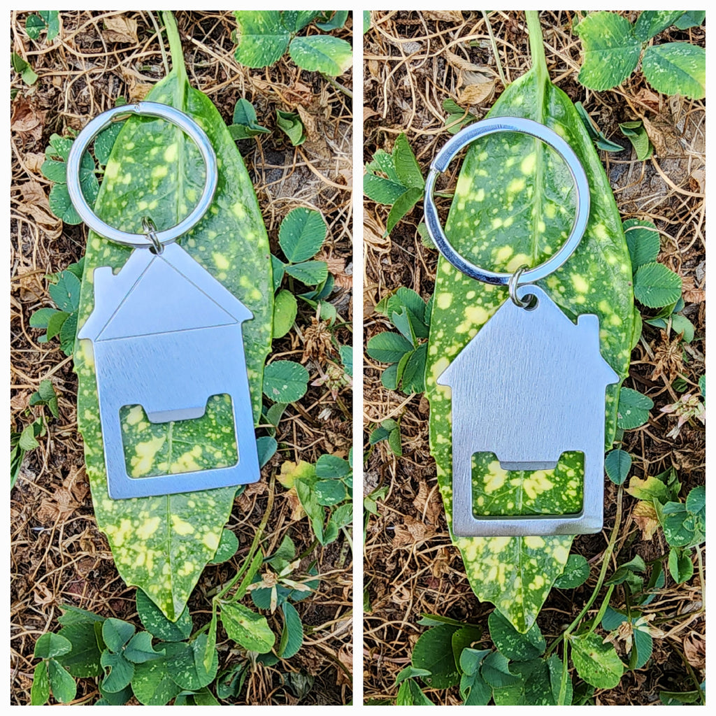 house shaped bottle opener keychain