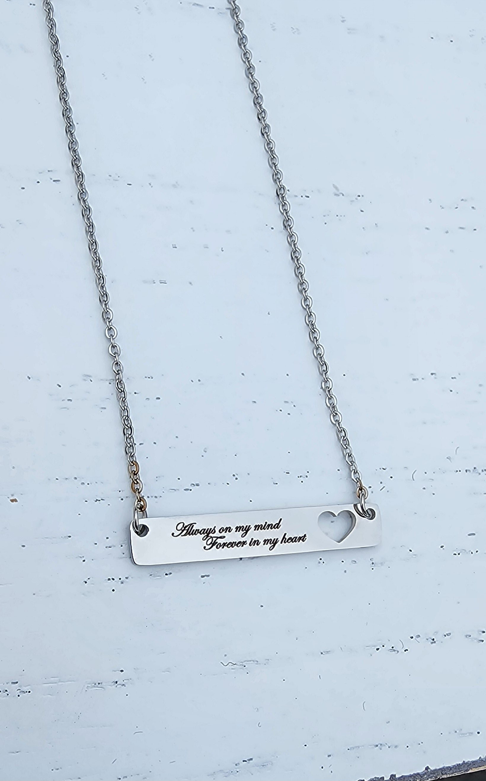 Heart Cutout Horizontal Bar Necklace