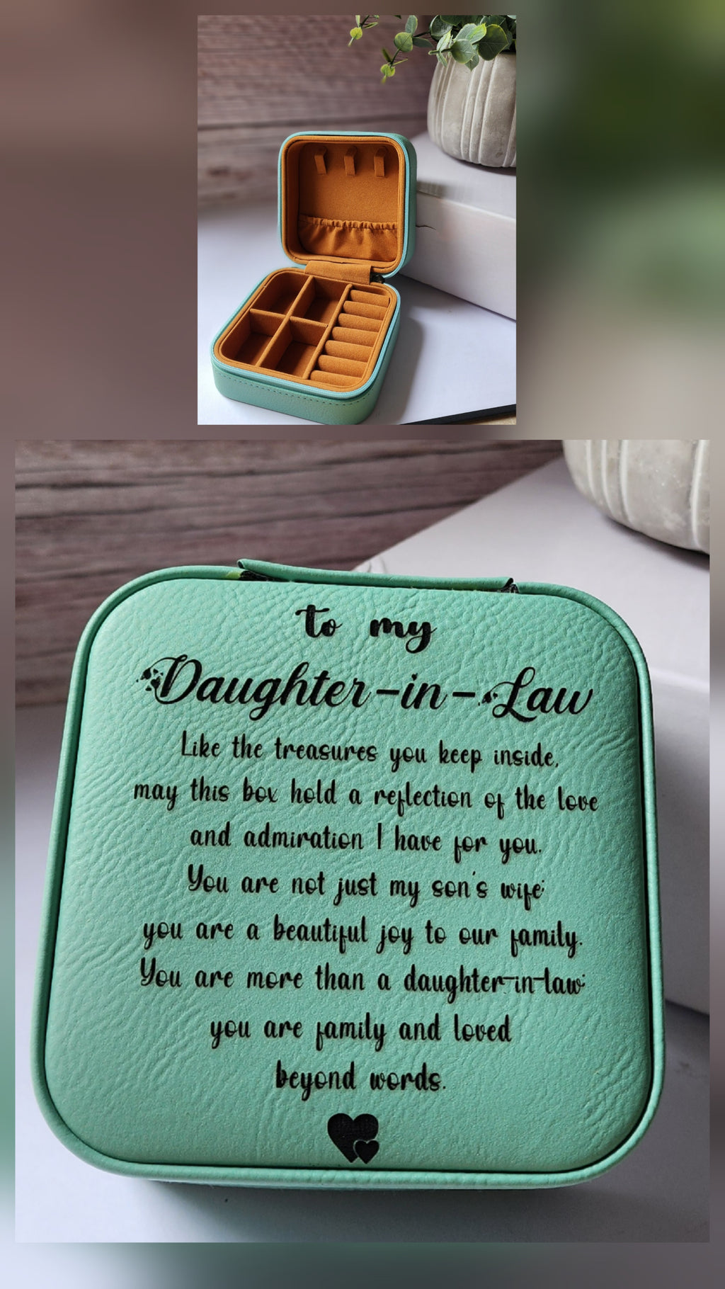 custom engraved green jewelry case