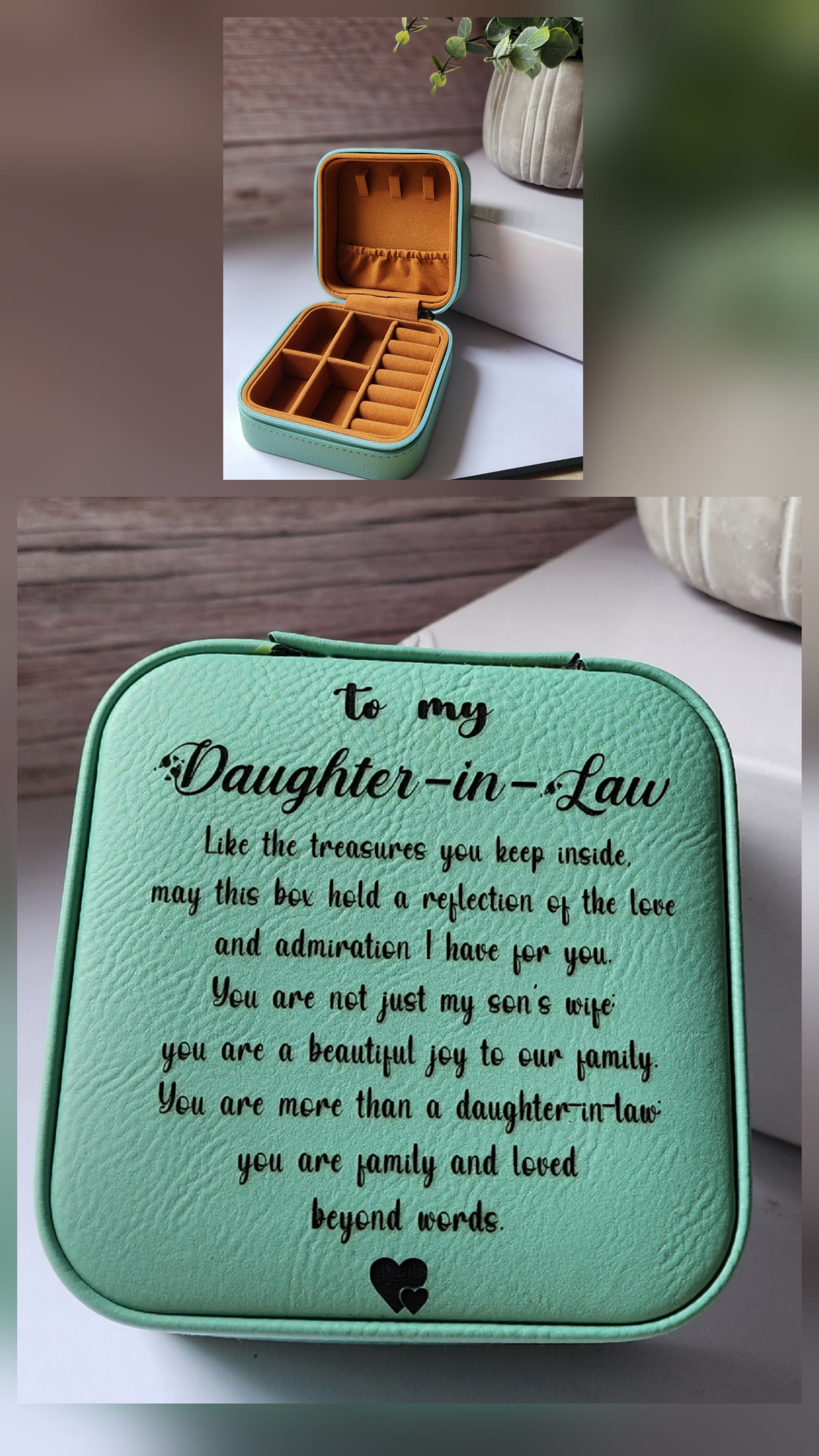 custom engraved green jewelry case