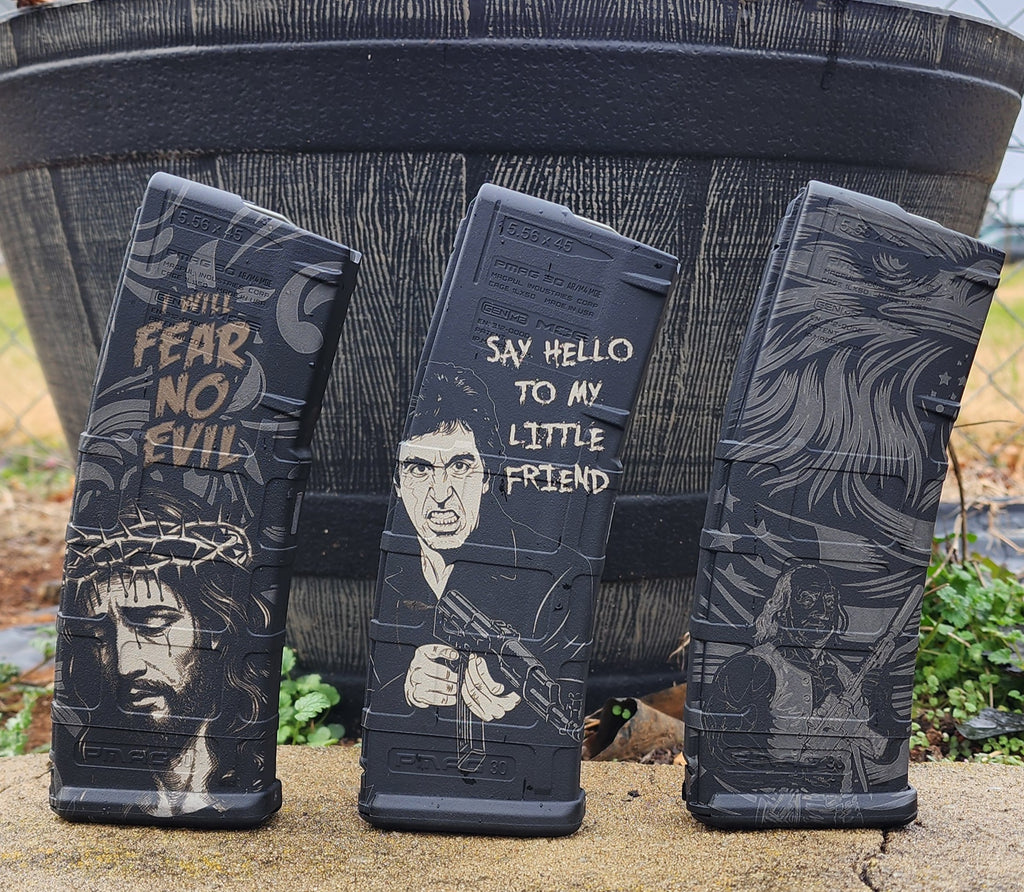 engraved AR magazines