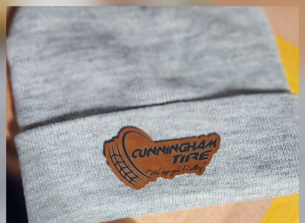 cunningham tire patch on beanie