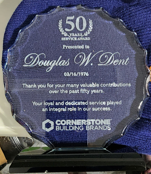 6.5" Round Facet Glass Award on Black Base