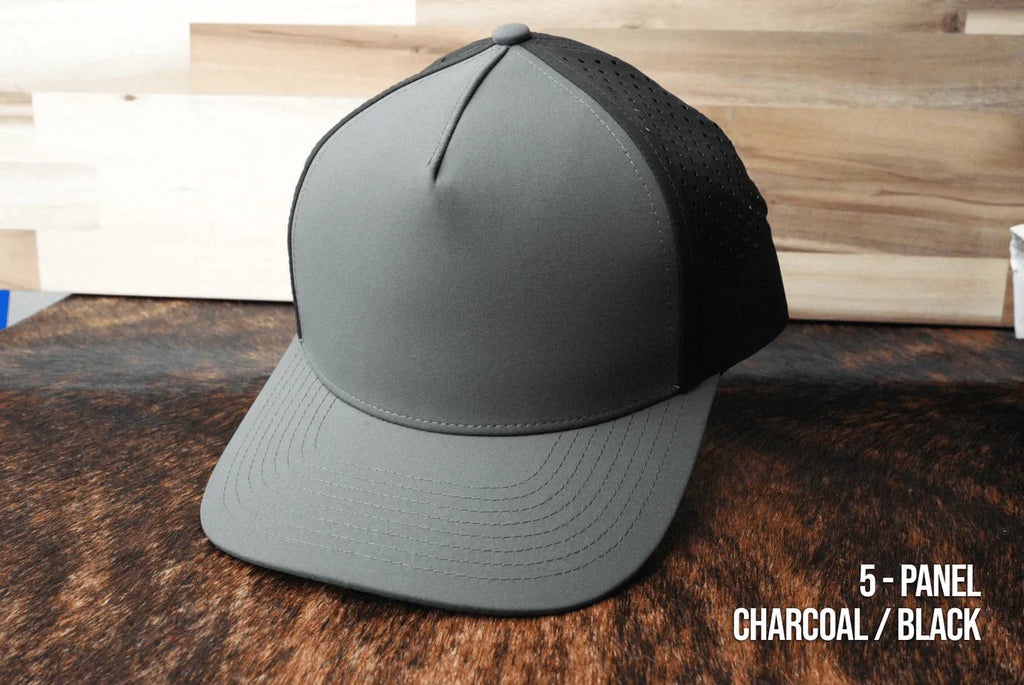 charcoal and black hat